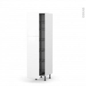 Colonne De Cuisine N2619 Armoire De Rangement Iris Blanc 6 Paniers Plateaux L40 X H195 X P58 Cm