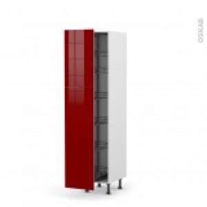 Colonne De Cuisine N2619 Armoire De Rangement Ivia Rouge 6 Paniers Plateaux L40 X H195 X P58 Cm