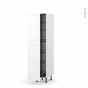 Colonne De Cuisine N2619 Armoire De Rangement Static Blanc 6 Paniers Plateaux L40 X H195 X P58 Cm