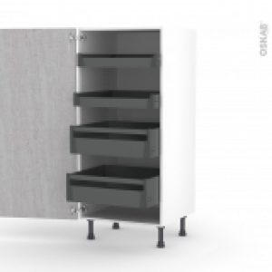 Colonne De Cuisine N27 Armoire De Rangement Hoda Beton 4 Tiroirs A L Anglaise L60 X H125 X P58 Cm