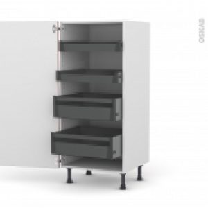 Colonne De Cuisine N27 Armoire De Rangement Ivia Rouge 4 Tiroirs A L Anglaise L60 X H125 X P58 Cm