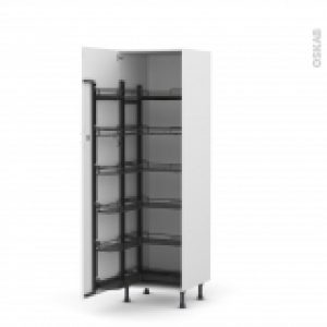Colonne De Cuisine N2721 Armoire De Rangement Ipoma Blanc Brillant 12 Paniers Plateaux L60 X H195 X P58 Cm