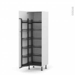 Colonne De Cuisine N2721 Armoire De Rangement Static Blanc 12 Paniers Plateaux L60 X H195 X P58 Cm