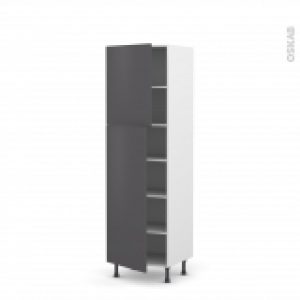 Colonne De Cuisine N2721 Armoire Etagere Ginko Gris 2 Portes L60 X H195 X P58 Cm