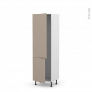 Colonne De Cuisine N2721 Armoire Frigo Encastrable Ginko Taupe 2 Portes L60 X H195 X P58 Cm