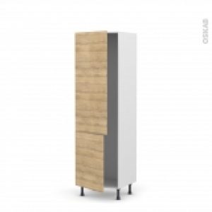Colonne De Cuisine N2721 Armoire Frigo Encastrable Hosta Chene Naturel 2 Portes L60 X H195 X P58 Cm