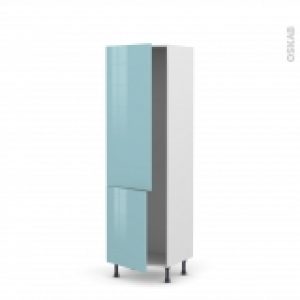 Colonne De Cuisine N2721 Armoire Frigo Encastrable Keria Bleu 2 Portes L60 X H195 X P58 Cm