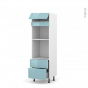 Colonne De Cuisine N558 Fourmo Encastrable Niche 45 Keria Bleu 1 Abattant 2 Casseroliers L60 X H195 X P58 Cm