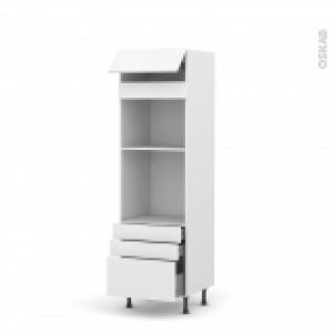 Colonne De Cuisine N559 Fourmo Encastrable Niche 45 Ginko Blanc 1 Abattant 3 Tiroirs L60 X H195 X P58 Cm