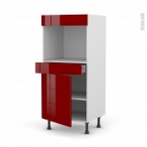 Colonne De Cuisine N56 Four Encastrable Niche 45 Ivia Rouge 1 Porte 1 Tiroir L60 X H125 X P58 Cm