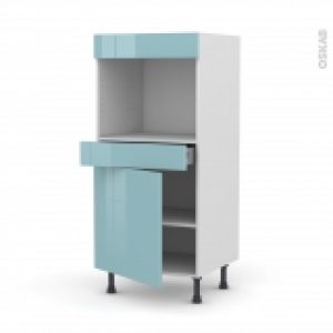 Colonne De Cuisine N56 Four Encastrable Niche 45 Keria Bleu 1 Porte 1 Tiroir L60 X H125 X P58 Cm