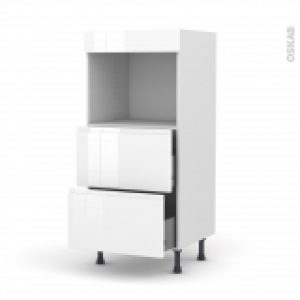 Colonne De Cuisine N57 Four Encastrable Niche 45 Ipoma Blanc Brillant 2 Casseroliers L60 X H125 X P58 Cm