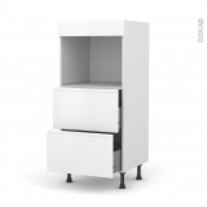 Colonne De Cuisine N57 Four Encastrable Niche 45 Ipoma Blanc Mat 2 Casseroliers L60 X H125 X P58 Cm