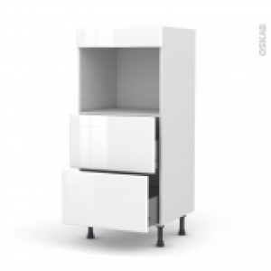 Colonne De Cuisine N57 Four Encastrable Niche 45 Iris Blanc 2 Casseroliers L60 X H125 X P58 Cm