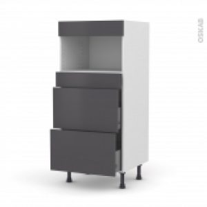 Colonne De Cuisine N57 Mo Encastrable Niche 3638 Ginko Gris 3 Tiroirs L60 X H125 X P58 Cm