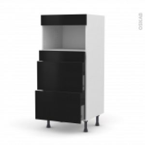 Colonne De Cuisine N57 Mo Encastrable Niche 3638 Ginko Noir 3 Tiroirs L60 X H125 X P58 Cm