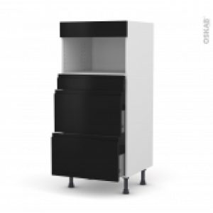 Colonne De Cuisine N57 Mo Encastrable Niche 3638 Ipoma Noir Mat 3 Tiroirs L60 X H125 X P58 Cm