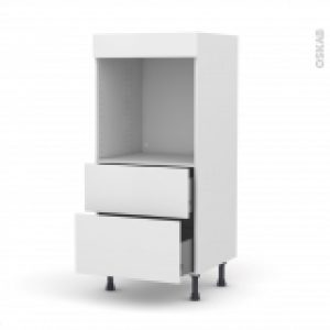 Colonne De Cuisine N58 Four Encastrable Niche 60 Ginko Blanc 2 Casseroliers L60 X H125 X P58 Cm