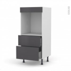 Colonne De Cuisine N58 Four Encastrable Niche 60 Ginko Gris 2 Casseroliers L60 X H125 X P58 Cm