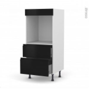 Colonne De Cuisine N58 Four Encastrable Niche 60 Ipoma Noir Mat 2 Casseroliers L60 X H125 X P58 Cm