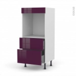 Colonne De Cuisine N58 Four Encastrable Niche 60 Keria Aubergine 2 Casseroliers L60 X H125 X P58 Cm