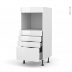 Colonne De Cuisine N59 Four Encastrable Niche 45 Bora Blanc 4 Tiroirs L60 X H125 X P58 Cm