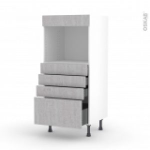 Colonne De Cuisine N59 Four Encastrable Niche 45 Hoda Beton 4 Tiroirs L60 X H125 X P58 Cm