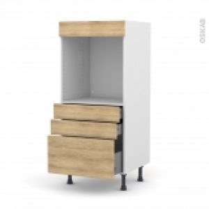 Colonne De Cuisine N59 Four Encastrable Niche 60 Hosta Chene Naturel 3 Tiroirs L60 X H125 X P58 Cm