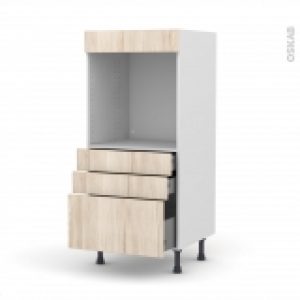 Colonne De Cuisine N59 Four Encastrable Niche 60 Ikoro Chene Clair 3 Tiroirs L60 X H125 X P58 Cm