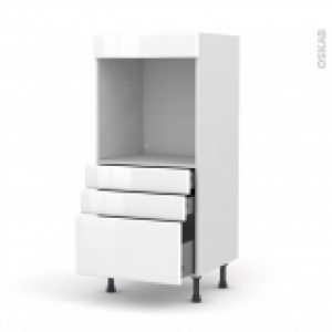 Colonne De Cuisine N59 Four Encastrable Niche 60 Iris Blanc 3 Tiroirs L60 X H125 X P58 Cm