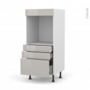 Colonne De Cuisine N59 Four Encastrable Niche 60 Ivia Gris 3 Tiroirs L60 X H125 X P58 Cm