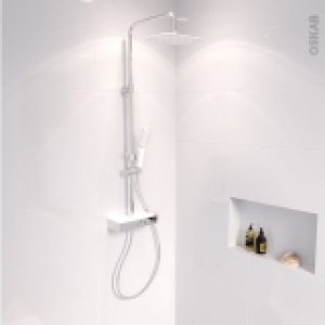 Colonne De Douche Sao Mitigeur Thermostatique Blanche Et Chromee