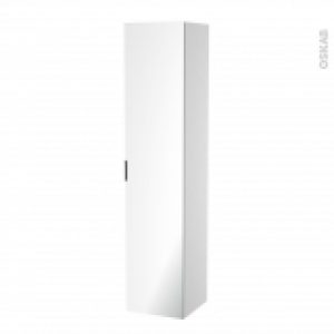 Colonne De Salle De Bains 1 Porte Miroir Cotes Blancs L40 X H182 X P40 Cm Hakeo