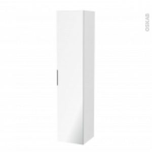 Colonne De Salle De Bains 1 Porte Miroir Ipoma Blanc Brillant Cotes Decors L40 X H182 X P40 Cm