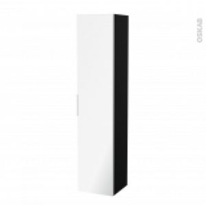 Colonne De Salle De Bains 1 Porte Miroir Ipoma Noir Mat Cotes Decors L40 X H182 X P40 Cm