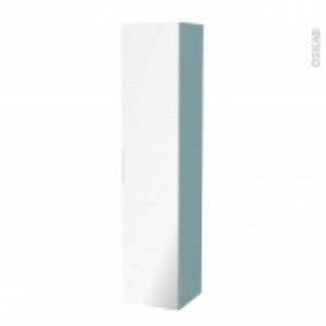 Colonne De Salle De Bains 1 Porte Miroir Keria Bleu Cotes Decors L40 X H182 X P40 Cm