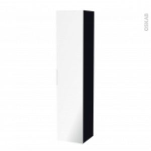 Colonne De Salle De Bains 1 Porte Miroir Keria Noir Cotes Decors L40 X H182 X P40 Cm