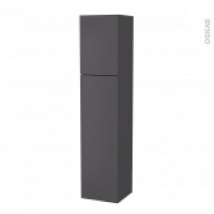 Colonne De Salle De Bains 2 Portes Ginko Gris Cotes Decors Version A L40 X H182 X P40 Cm