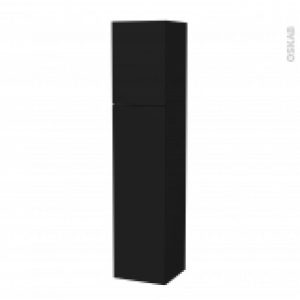 Colonne De Salle De Bains 2 Portes Ginko Noir Cotes Decors Version A L40 X H182 X P40 Cm