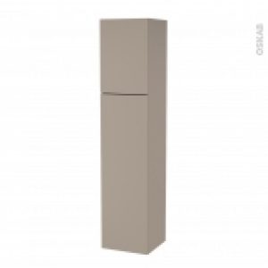 Colonne De Salle De Bains 2 Portes Ginko Taupe Cotes Decors Version A L40 X H182 X P40 Cm