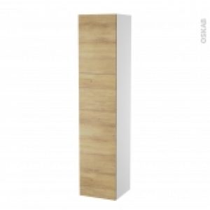 Colonne De Salle De Bains 2 Portes Hosta Chene Naturel Cotes Blancs Version A L40 X H182 X P40 Cm