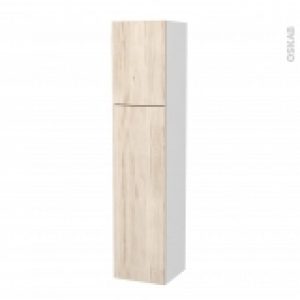 Colonne De Salle De Bains 2 Portes Ikoro Chene Clair Cotes Blancs Version A L40 X H182 X P40 Cm