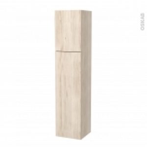 Colonne De Salle De Bains 2 Portes Ikoro Chene Clair Cotes Decors Version A L40 X H182 X P40 Cm