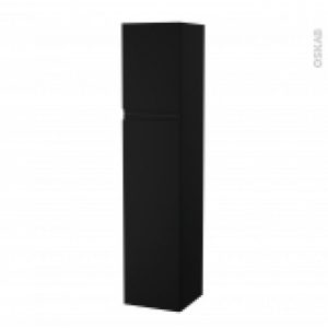 Colonne De Salle De Bains 2 Portes Ipoma Noir Mat Cotes Decors Version A L40 X H182 X P40 Cm