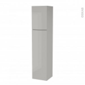 Colonne De Salle De Bains 2 Portes Ivia Gris Cotes Decors Version A L40 X H182 X P40 Cm