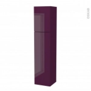 Colonne De Salle De Bains 2 Portes Keria Aubergine Cotes Decors Version A L40 X H182 X P40 Cm