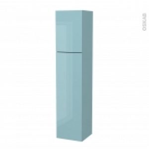 Colonne De Salle De Bains 2 Portes Keria Bleu Cotes Decors Version A L40 X H182 X P40 Cm