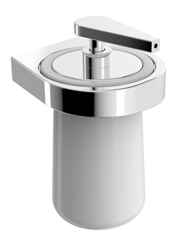 Distributeur de savon liquide en céramique SDESS avec support mural en laiton– série design ES