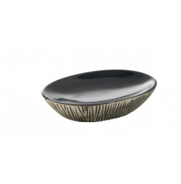 DISTRIBUTEUR DE SAVON MODERNE à poser EN CÉRAMIQUE NOIRE ET VEINURE | NAMBINO