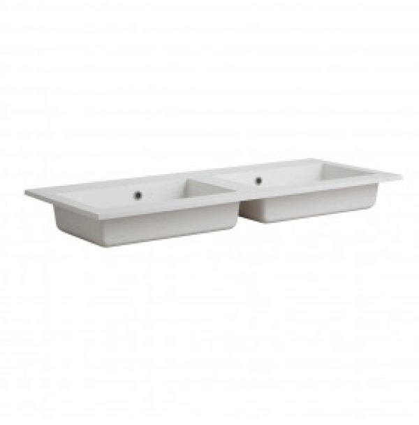 DOUBLE LAVABO A CONSOLE POUR ROBINET MURAL MAT LATINA 120 CM